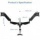Suptek Dual Monitor Arm Stand with Gas Spring & Clamp Fits 13"-30" Computer Monitor Grommet Desktop Support Black MD5422B (EAN: 0739450799676)