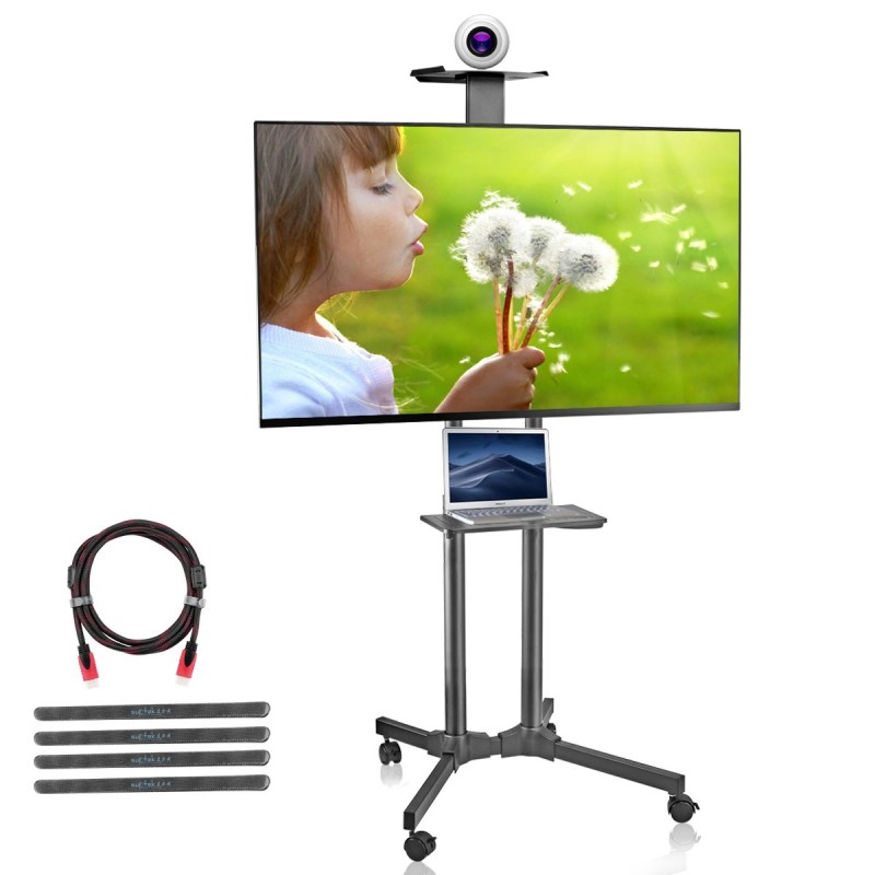 Details about   Rolling TV Stand with Dual Mount for 32-70 inch LCD LED Flat/Curved Screen TVs 