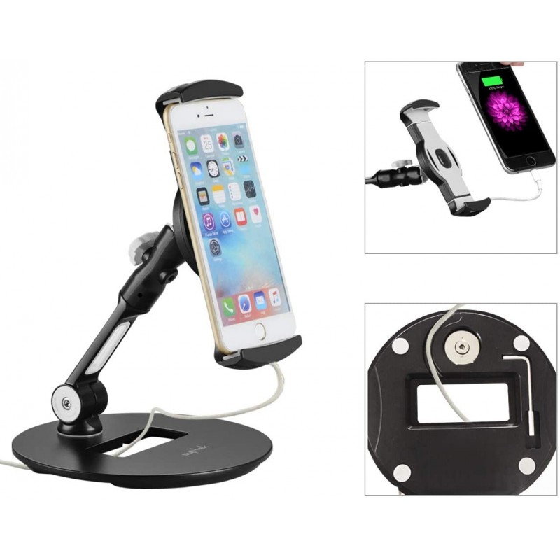 Kitchen suptek Aluminum Tablet Desk Stand for iPad Samsung Good for Bed Office YF208DW iPhone 360° Flexible Cell Phone Holder Mount Asus and More 4.7-11 inch Devices 