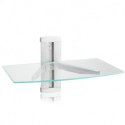  suptek Single Silver Floating Shelf with Strengthened Tempered Glass for DVD Players/Cable Boxes/Games Consoles/TV Accessories 1/one Shelf, Silver CS201S
