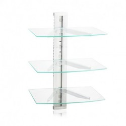 suptek DVD Floating Shelf, Glass TV Wall Mount with Shelf for DVD Player / PS4 / Cable Boxes/Game Consoles/Sky Box/TV Accessories, Media Shelf, Flat Black Wall Mount Bracket, AV Shelf, 3 Tiers CS303S