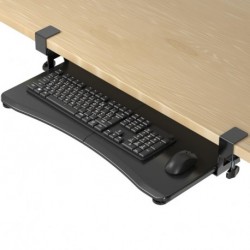 suptek Keyboard Tray Under Desk Pull Out with C Clamp Mount, Computer Keyboard & Mouse Tray, 25.6 (30 Including Clamps) x 11.8 inch Slide-Out Platform Computer Drawer for Typing, Black, DSF1