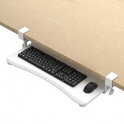 suptek Keyboard Tray Under Desk Pull Out with C Clamp Mount, Computer Keyboard & Mouse Tray, 25.6 (30 Including Clamps) x 11.8 inch Slide-Out Platform Computer Drawer for Typing, White, DSF1W