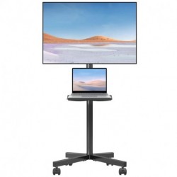 suptek Mobile TV Cart for 21-60 Inch LCD LED Flat/Curved Panel Screen TVs Max VESA 400x400 with Laptop Shelf Holds up to 77lbs, ML55B