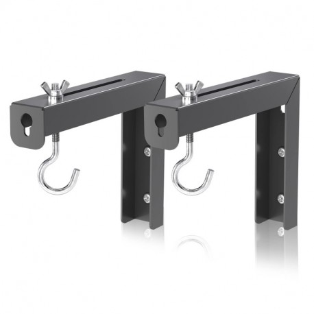 Suptek Universal Projector Screen Wall Mount L-Brackets Wall Hanging Mount 6 inch Adjustable Extension Mounting Hooks for Projection Screen up to 66 lbs, 30 kg Capacity Each, PRL001B, Black (1 Pair)