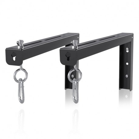 suptek Universal Projector Screen Wall Mount L-Brackets Wall Hanging Mount 12 inch Adjustable Extension Mounting Hooks for Projection Screen up to 80 lbs, PRL002B, Black (1 Pair)