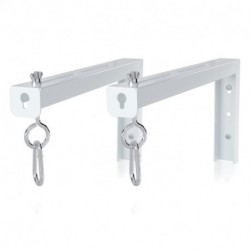 suptek Universal Projector Screen Wall Mount L-Brackets Wall Hanging Mount 12 inch Adjustable Extension Mounting Hooks for Projection Screen up to 80 lbs, PRL002W, White (1 Pair)