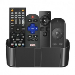 suptek Remote Control Holder Wall Mount，Hole-Free TV Remote Holder for 3 or 4 Remotes, Black, Quantity 1, S4B