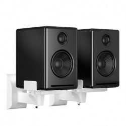 suptek Dual Side Clamping Bookshelf Speaker Wall Mounting Bracket for Large Surrounding Sound Speakers, Hold Up to 55 lbs, White (SPM201W)