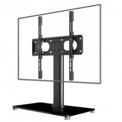 Suptek Universal Table Top TV Stand, Pedestal TV Stand for 17-55 inch Screens, Height Adjustable TV Base Stand with Tempered Glass Base and Wire Management, Holds up to 40kg, VESA 75/400mm, TS001-02