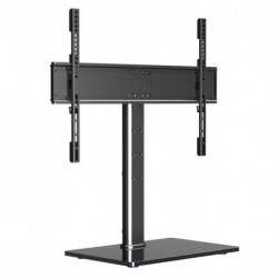 Suptek Reinforced Universal TV Stand for Large TVs in 37-75 inch, Upgraded Height Adjustment Table Top Tall TV Stand Mount, Heavy Duty TV Replacement Stand with Tempered Glass Base Up to 99lbs, TS203