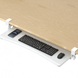 suptek Large Keyboard Tray Under Desk Pull Out with C Clamp Mount, Computer Keyboard & Mouse Tray, 34 (38 Including Clamps) x 11.8 inch Slide-Out Platform Computer Drawer for Typing, White, DSF1LW