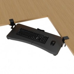 suptek Keyboard Tray Under Desk Pull Out with Adjustable 45° C Clamp for L Shaped Desk, Computer Keyboard & Mouse Tray, 25.6 (30 Including Clamps) x 11.8 inch, Black, DSF1R