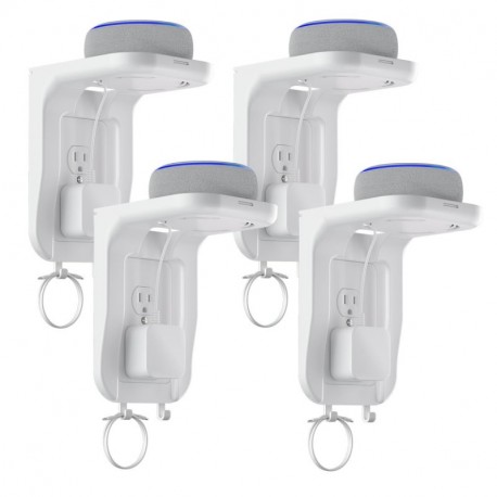 Suptek Wall Outlet Shelf 4 Pack,Home Wall Shelf Organizer for Outlets,Perfect for Bathroom,Kitchen,Bedrooms,Hold Cell Phone,Speaker up to20lbs,With Cable Management and Detachable Hooks,White(S3W4)
