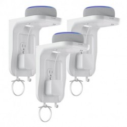 Suptek Wall Outlet Shelf 3 Pack,Home Wall Shelf Organizer for Outlets,Perfect for Bathroom,Kitchen, Bedrooms,Hold Cell Phone,Speaker up to 20lbs,With Cable Management and Detachable Hooks,White(S3W3)