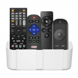suptek Remote Control Holder Wall Mount，Hole-Free TV Remote Holder for 3 or 4 Remotes, White, Quantity 1, (S4W)