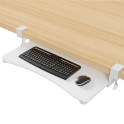 suptek Keyboard Tray Under Desk Pull Out with C Clamp Mount, Computer Keyboard & Mouse Tray, 25.6 (30 Including Clamps) x 11.8 inch Slide-Out Platform Computer Drawer for Typing, Carbon White, DSF1DJW