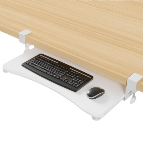 suptek Keyboard Tray Under Desk Pull Out with C Clamp Mount, Computer Keyboard & Mouse Tray, 25.6 (30 Including Clamps) x 11.8 inch Slide-Out Platform Computer Drawer for Typing, Carbon White, DSF1DJW