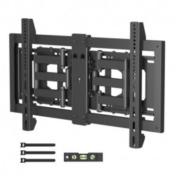 Suptek Ultra Slim Full Motion TV Wall Mount for 37-82 inch TVs, 1.3" Thin Low Profile Bracket, Dual Swivel Articulating Tilt, 6 Arms, Max VESA 600x400mm, Supports Up to 132lbs, Fits 24” Studs, MAUS01B
