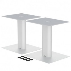 Suptek 9.4 x 8.2 Desktop Speaker Stands – Pair for Bookshelf & Desktop Speakers – 10" Height – Sturdy Base for Studio Monitors, PC, Gaming & Home Audio, White, SDM003LW