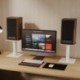 Suptek 9.4 x 8.2 Desktop Speaker Stands – Pair for Bookshelf & Desktop Speakers – 10" Height – Sturdy Base for Studio Monitors, PC, Gaming & Home Audio, White, SDM003LW