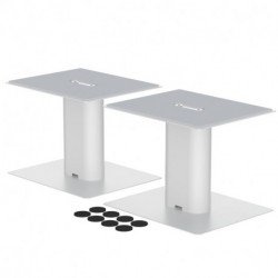 Suptek 7.9 x 6.5" Desktop Speaker Stands – Pair for Bookshelf & Desktop Speakers – 6.1" Height – Sturdy Base for Studio Monitors, PC, Gaming & Home Audio, White, SDM003MW