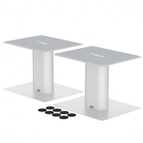 Suptek 7.9 x 6.5" Desktop Speaker Stands – Pair for Bookshelf & Desktop Speakers – 6.1" Height – Sturdy Base for Studio Monitors, PC, Gaming & Home Audio, White, SDM003MW
