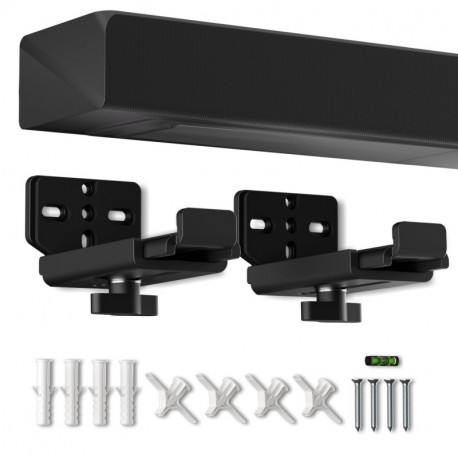 suptek Universal Soundbar Wall Mount Bracket – Adjustable Depth for Dolby Atmos Soundbars – Compatible with Samsung, Vizio, LG, Sony, Bose & More (SBR001HDB)