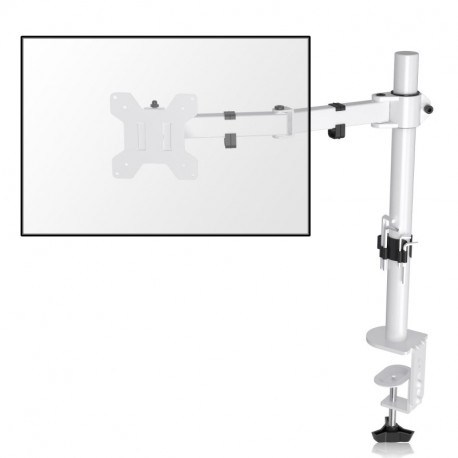 Suptek Single Monitor Arm Desk Mount Fully Adjustable Monitor Stand for 1 / One Screen up to 13" to 32" Extra Tall 15.75 inch Pole,VESA 75x75mm or 100x100mm,White (MD9421W)