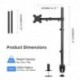 Suptek Single Monitor Arm Desk Mount Fully Adjustable Monitor Stand for 1 / One Screen up to 32 inch Extra Tall 31.5 inch Pole,Black (MD6821)