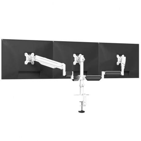 suptek Triple Monitor Mount for Most 17 to 32 inch Screens,Gas Springs Adjustment Triple Monitor Desk Mount Stand with Clamp & Grommet Kit,White(MD8003W)