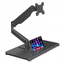  suptek Single Monitor Mount Gas Spring Arm Mount with Base,Free Standing Pneumatic Height Adjustable Monitor Desk Stand for 17 to 32 inch,Holds up to 22 lbs,Black(ML8C)