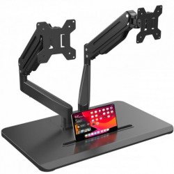 suptek Dual Monitor Mount Gas Spring Monitor Arm Desk Stand with Base,Free Standing Pneumatic Height Adjustable Monitor Stand for 17 to 32 inch,Holds up to 22 lbs,Black(ML8SP)