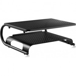 suptek Double-Deck Desk Monitor Stand Riser for Computer,Laptop,Printer, Notebook and All Flat Screen Display with Vented Metal Platform and 4 Inches Height Underneath Storage (MST002)