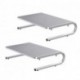 suptek Monitor Stand Riser, Laptop Holder Printer Riser Desk Accessories, Vented Metal Platform and 4 inches Height Underneath Storage for Office Supplies (MST004S-2), 2 Pack, Silver