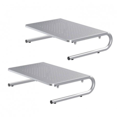 suptek Monitor Stand Riser, Laptop Holder Printer Riser Desk Accessories, Vented Metal Platform and 4 inches Height Underneath Storage for Office Supplies (MST004S-2), 2 Pack, Silver