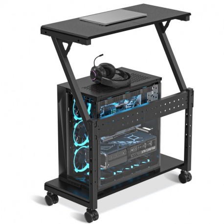 Suptek Computer Tower Stand,Height Adjustable PC Tower Stand/Cart with Wheels, Mobile Rolling CPU Holder, Computer Cart Side Stand for Computer Desk,23.22"-31.10"Hx25.19" Lx11.81" W, Black