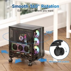 Suptek Computer Tower Stand,7.28 to 11.81 inch Wide Adjustable CPU Steel Rolling Stand,Under Desk or Floor Mobile CPU Stand Holder with Locking Caster Wheels,Gaming PC Holder, Black